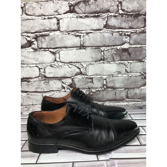 AQUILA Italian made Black Leather Cap Toe Dress Lace Up Shoes Men Sz 41EU/8M US - Picture 1 of 16
